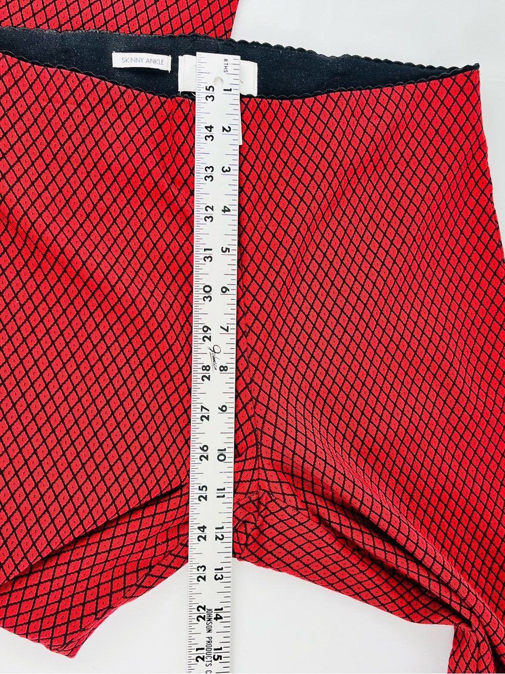 ELLE Geometric Diamond Pattern Pull-On Ankle Pants High Waisted Black Red Size M - Picture 5 of 11